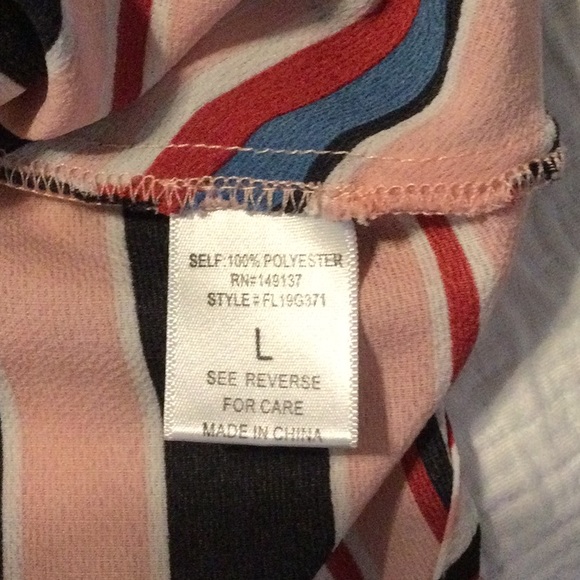 Favlux Strapless Vertical Striped Top Large Pink - Picture 4 of 7